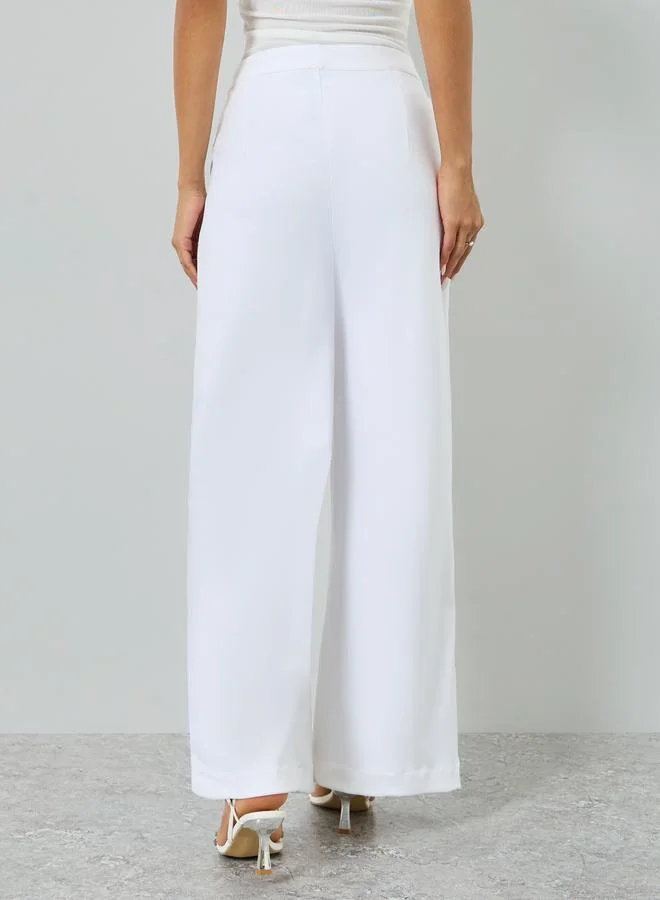 Styli white White Wide Leg Formal Pants for Women | Best Price UAE